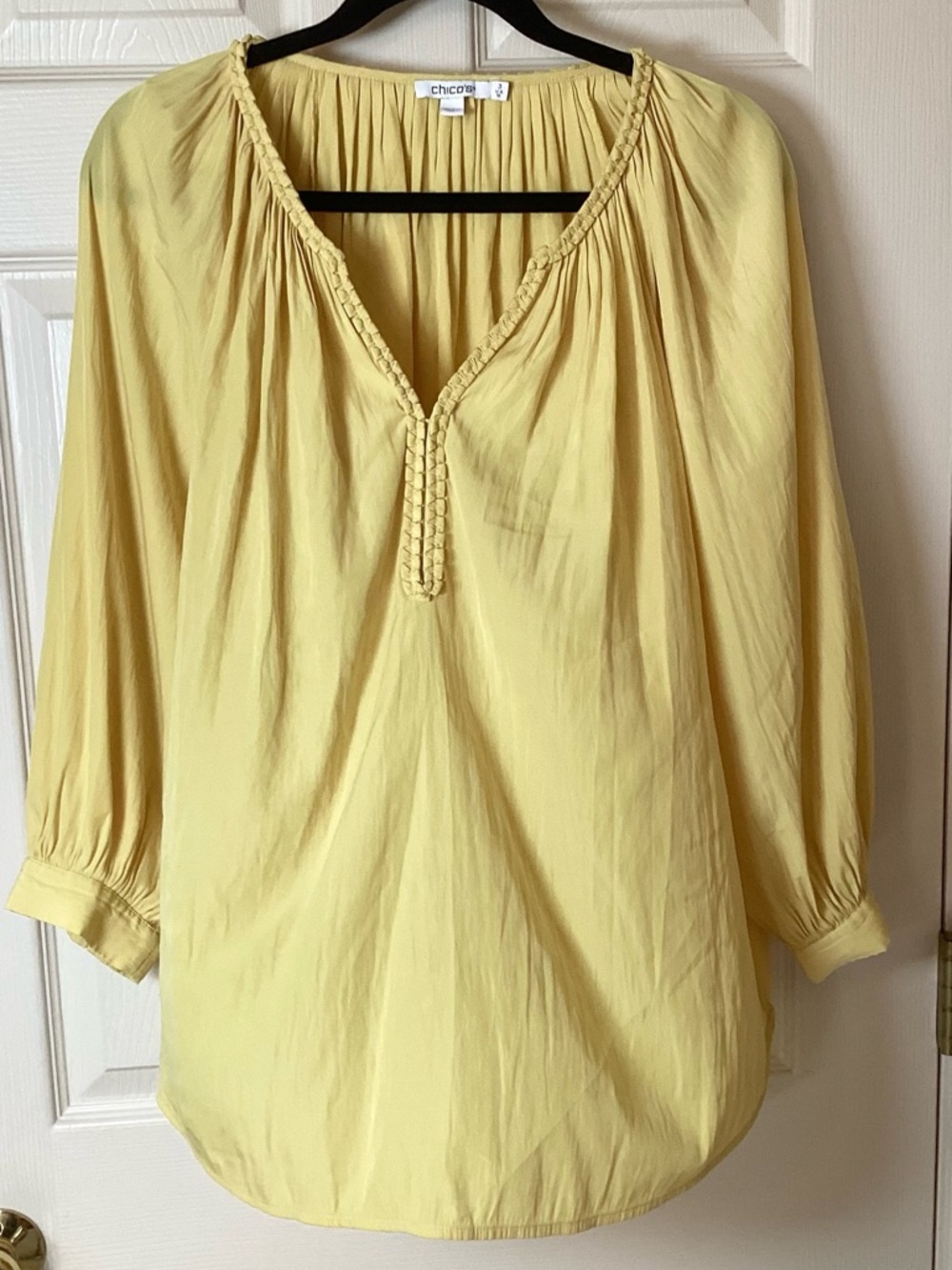 Chico's Yellow Peasant Blouse - Lightweight Women's Top - Size 16